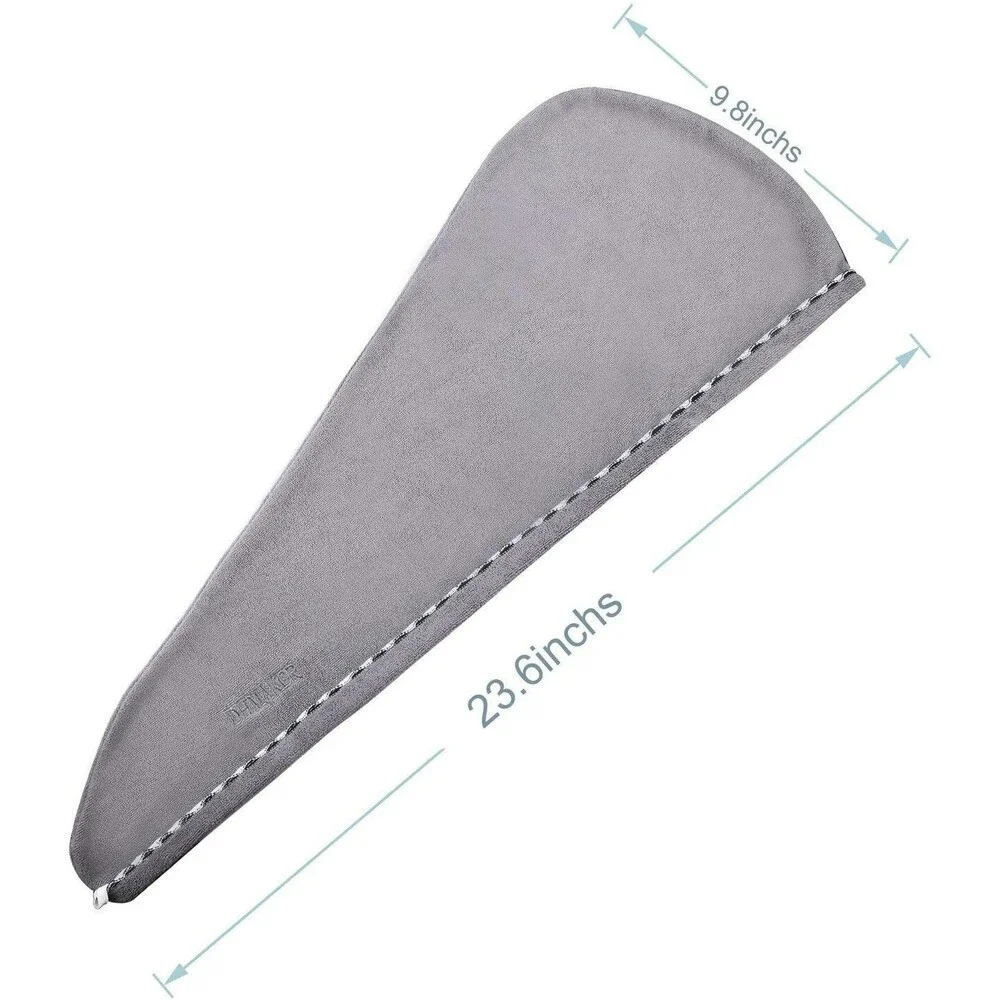 2 Pack Microfiber Hair Drying Wrap Towel for Women - White & Gray